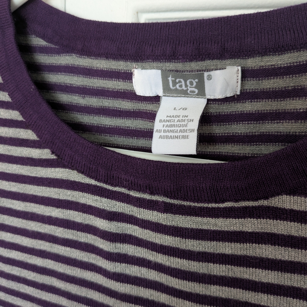 Purple and Gray Striped Top